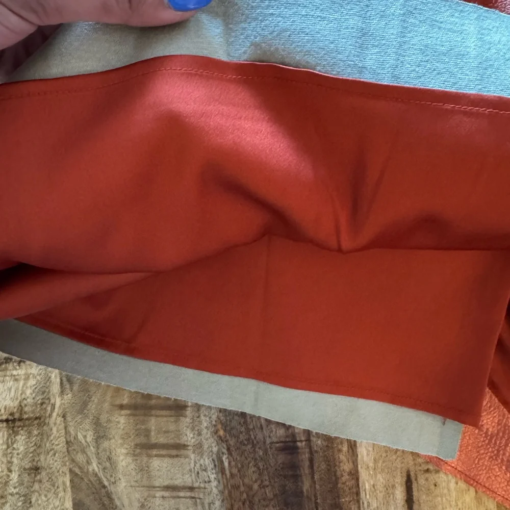 Ramy Brook Asymmetrical ruffle midi bronze orange Copper faux leather Skirt NWT